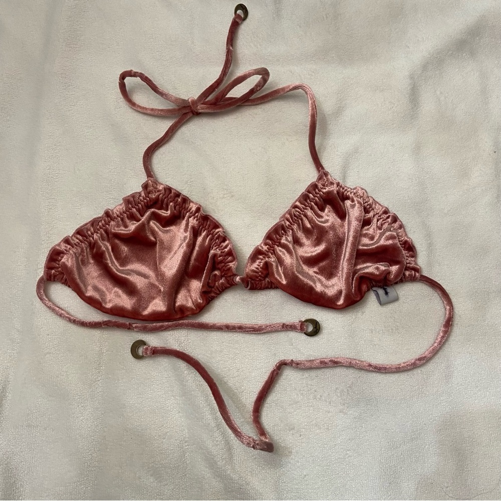 New! Indah Pink velvet Triangle Bralette 1651
